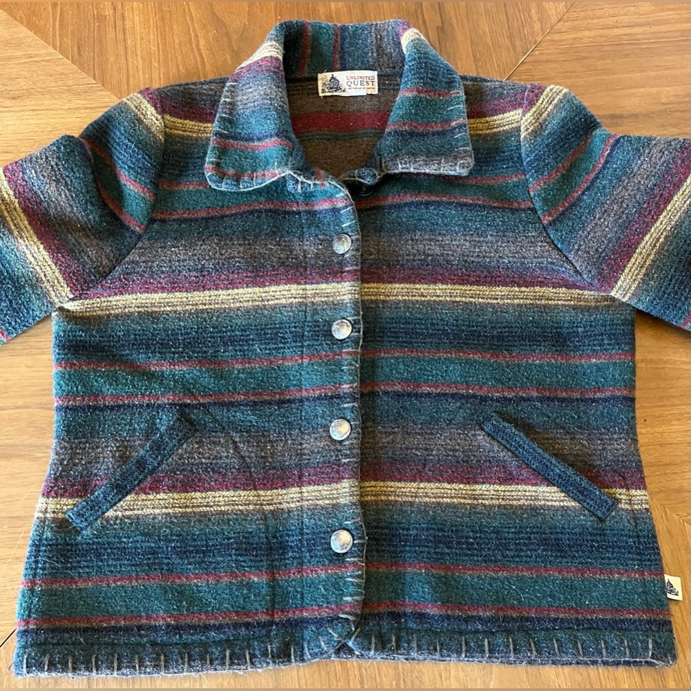 VTG Unlimited Quest Striped Western Wool Blend Button Up Jacket - Picture 6 of 6